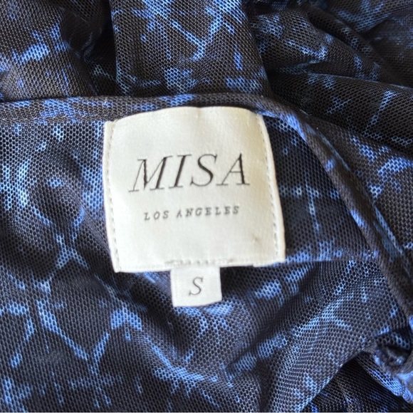 MISA Los Angeles Vanessa Patterned Column Maxi Dress Sheer Mesh Whimsy Sz Small - Picture 11 of 14